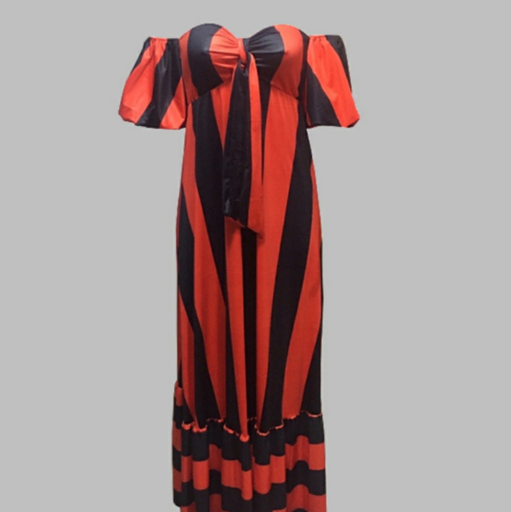 Beautiful stripped cold shoulder dress